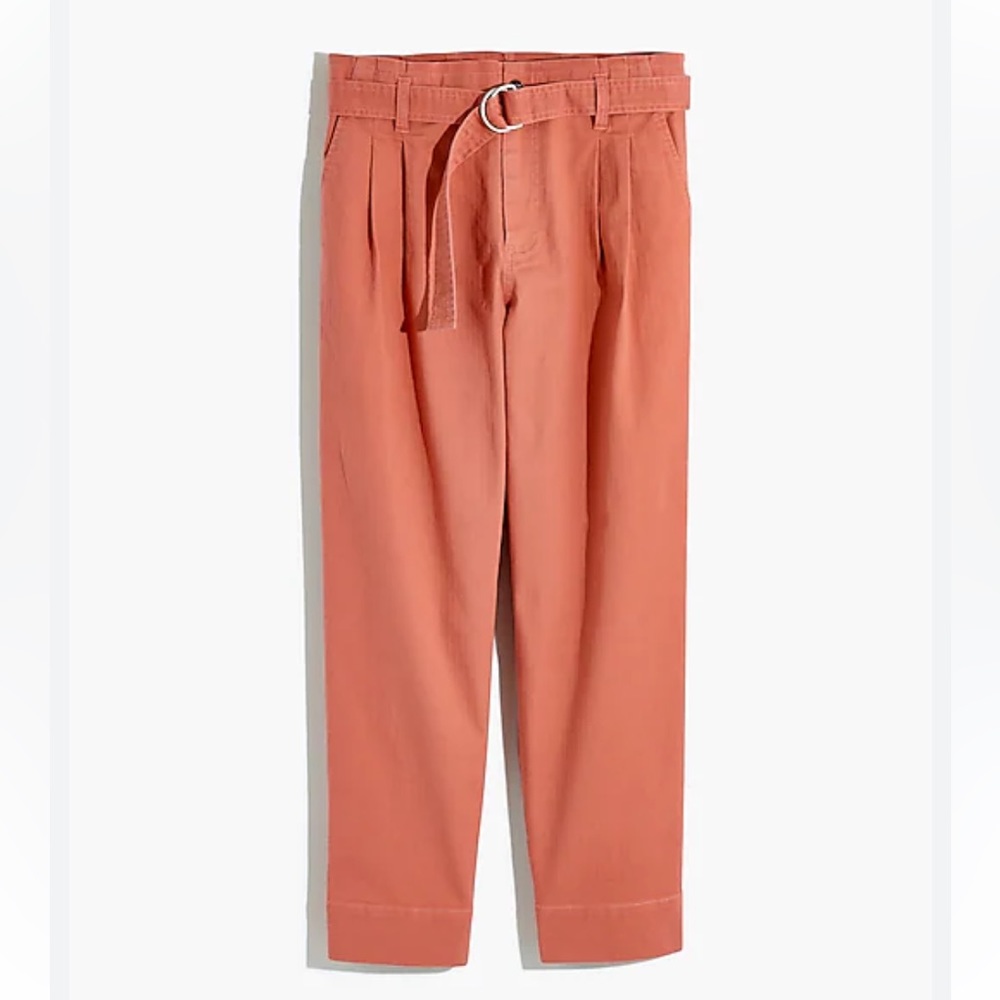 Madewell NWT High Rise Tapered Linen-Blend Paperbag Pants in Afterglow Size